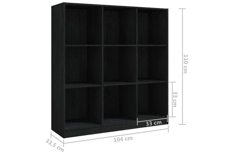 Kirjahylly/tilanjakaja musta 104x33,5x110 cm täysi mänty - Musta - Säilytys - Hylly - Kirjahylly