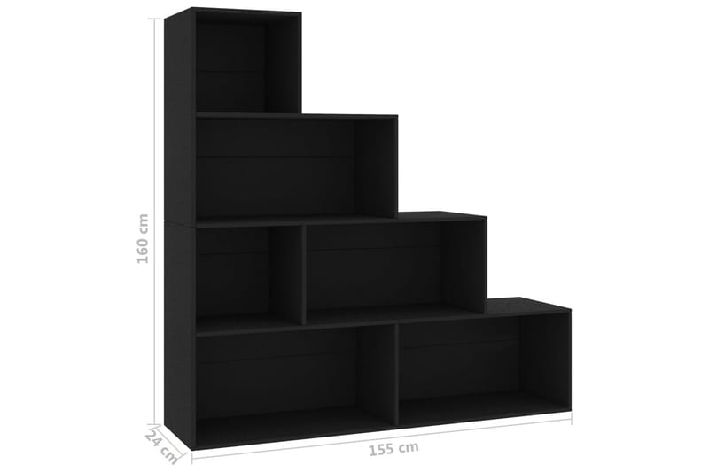 Kirjahylly/tilanjakaja musta 155x24x160 cm lastulevy - Musta - Säilytys - Hylly - Kirjahylly