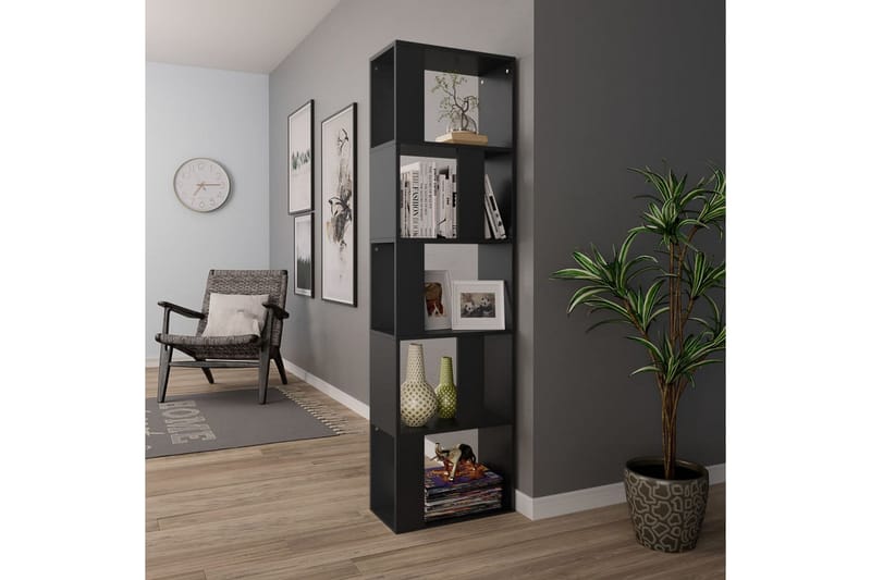 Kirjahylly/tilanjakaja musta 45x24x159cm lastulevy - Musta - Säilytys - Hylly - Kirjahylly