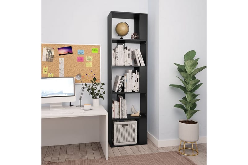 Kirjahylly/tilanjakaja musta 45x24x159cm lastulevy - Musta - Säilytys - Hylly - Kirjahylly