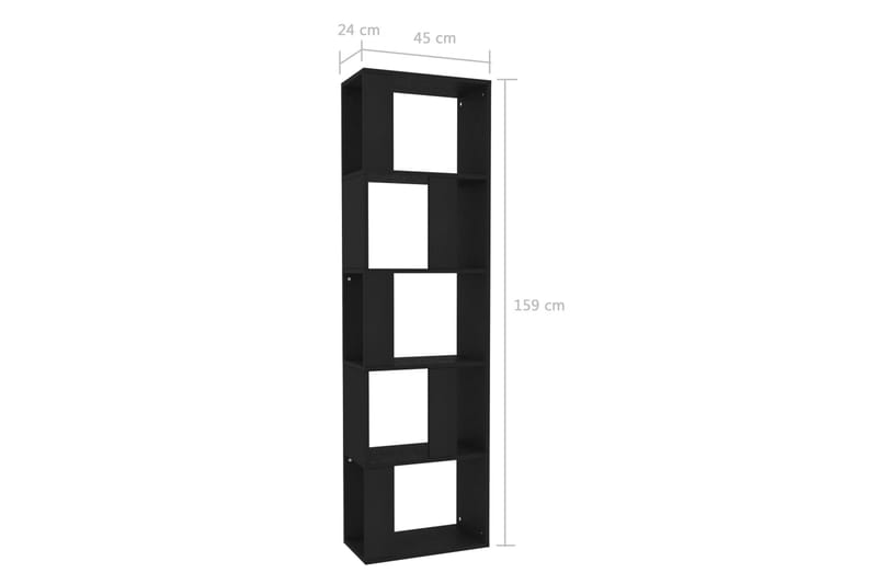 Kirjahylly/tilanjakaja musta 45x24x159cm lastulevy - Musta - Säilytys - Hylly - Kirjahylly