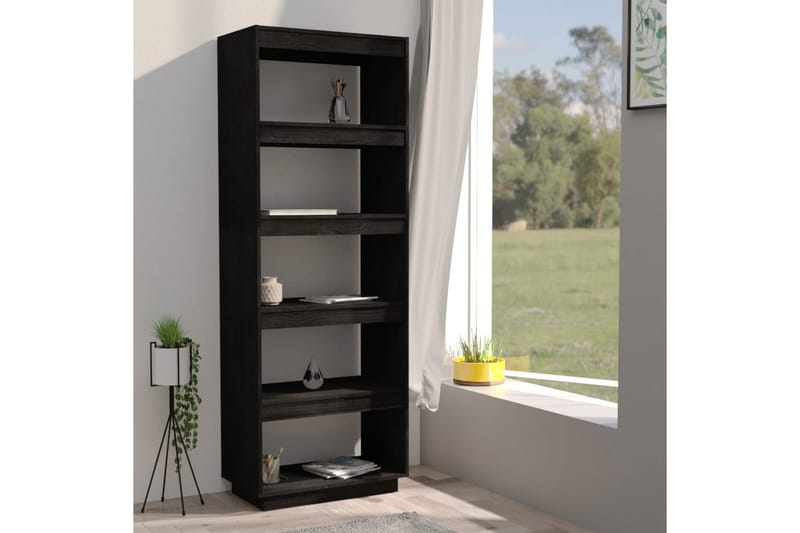 Kirjahylly/tilanjakaja musta 60x35x167 cm täysi mänty - Musta - Säilytys - Hylly - Kirjahylly