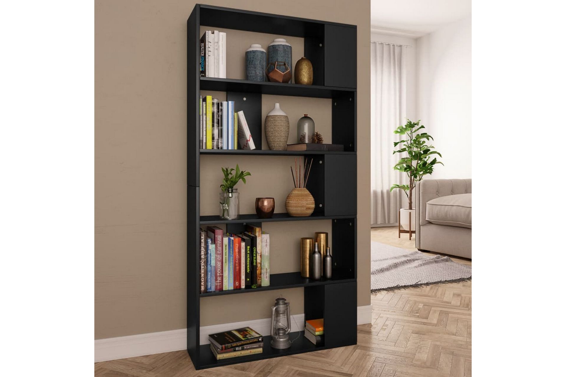 Kirjahylly/tilanjakaja musta 80x24x159 cm lastulevy - Musta - Säilytys - Hylly - Kirjahylly