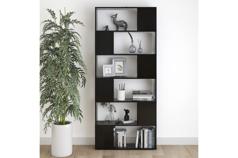 Kirjahylly/tilanjakaja musta 80x24x186 cm lastulevy - Säilytys - Hylly - Kirjahylly