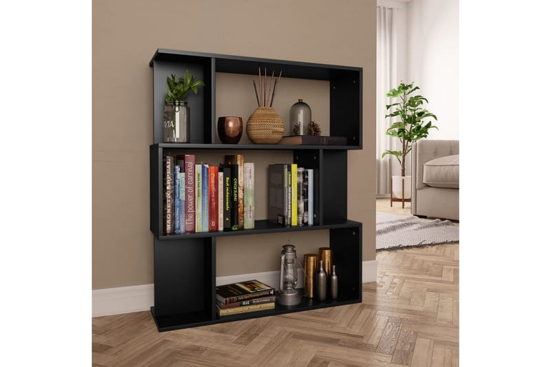 Kirjahylly/tilanjakaja musta 80x24x96 cm lastulevy - Musta - Säilytys - Hylly - Kirjahylly