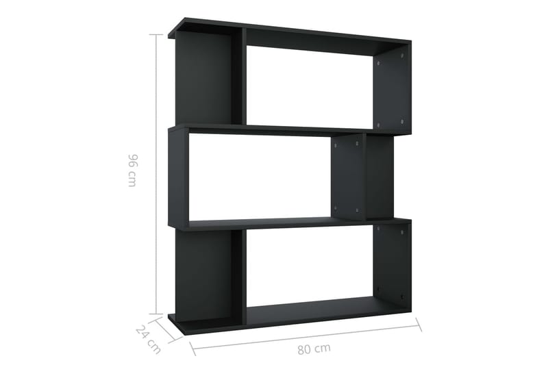Kirjahylly/tilanjakaja musta 80x24x96 cm lastulevy - Musta - Säilytys - Hylly - Kirjahylly