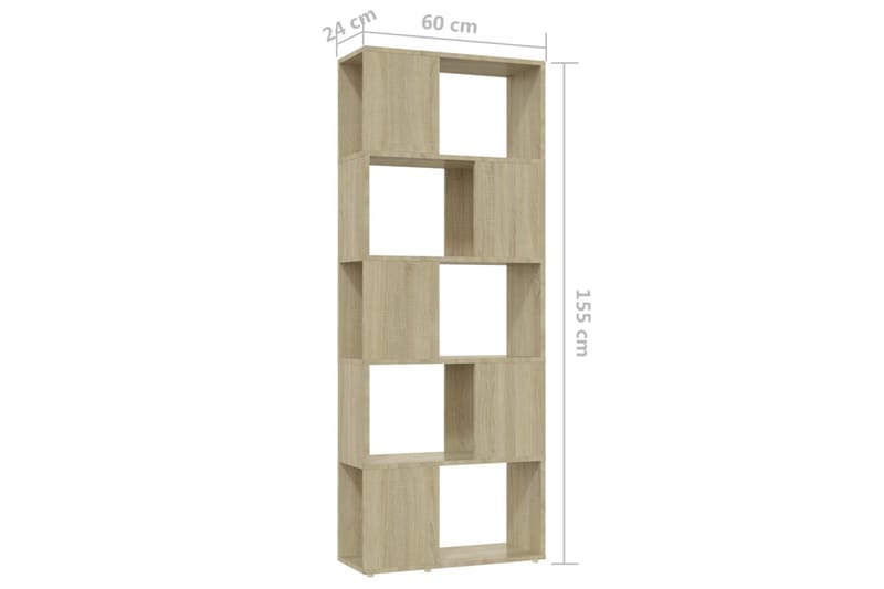 Kirjahylly/tilanjakaja Sonoma-tammi 60x24x155 cm - Ruskea - Säilytys - Hylly - Kirjahylly