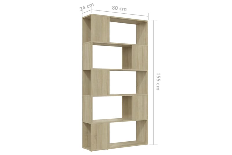 Kirjahylly/tilanjakaja Sonoma-tammi 80x24x155 cm lastulevy - Ruskea - Säilytys - Hylly - Kirjahylly