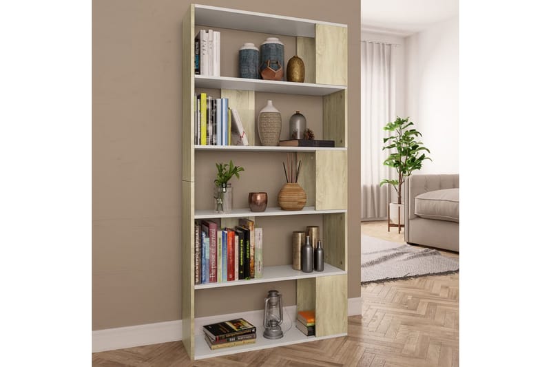 Kirjahylly/tilanjakaja valk/Sonoma tammi 80x24x159cm - Monivärinen - Säilytys - Hylly - Kirjahylly