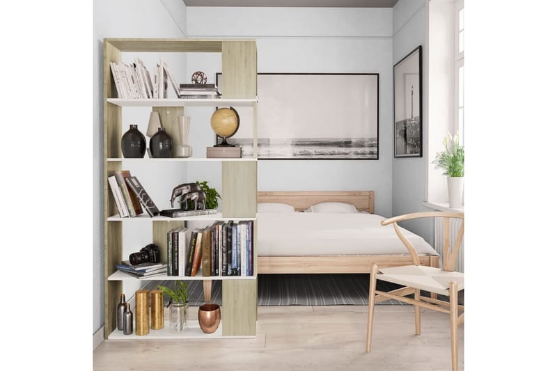 Kirjahylly/tilanjakaja valk/Sonoma tammi 80x24x159cm - Monivärinen - Säilytys - Hylly - Kirjahylly