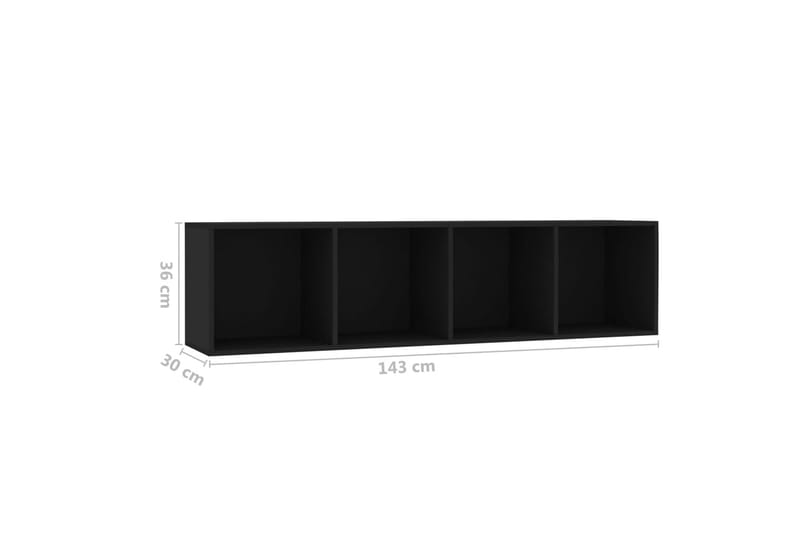 Kirjahylly/TV-taso musta 143x30x36 cm - Musta - Säilytys - Hylly - Kirjahylly