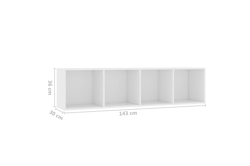 Kirjahylly/TV-taso valkoinen 143x30x36 cm - Valkoinen - Säilytys - Hylly - Kirjahylly