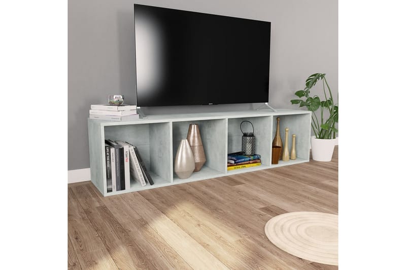 Kirjakaappi/TV-kaappi betoninharmaa 36x30x143 cm lastulevy - Harmaa - Säilytys - Hylly - Kirjahylly