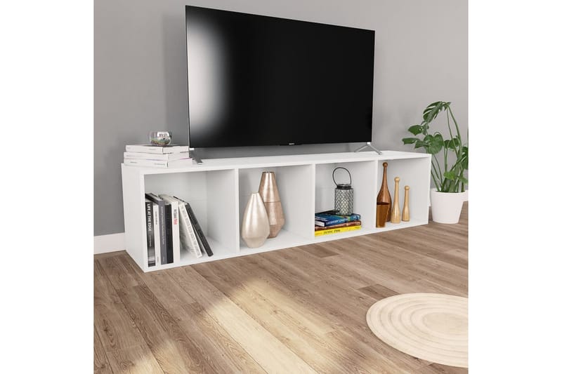 Kirjakaappi/TV-kaappi valkoinen 36x30x143 cm lastulevy - Valkoinen - Säilytys - Hylly - Kirjahylly