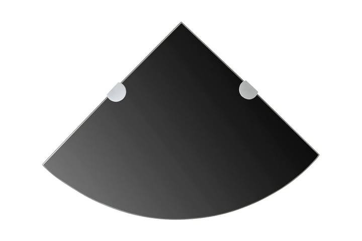 Kulmahylly kromisilla kiinnikkeillä Musta lasi 25x25 cm - Musta - Kulmahylly - Hylly - Keittiöhylly