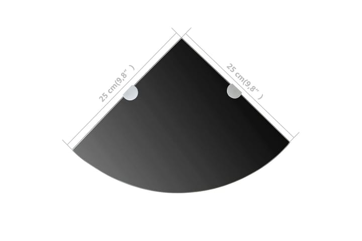 Kulmahylly kromisilla kiinnikkeillä Musta lasi 25x25 cm - Musta - Kulmahylly - Hylly - Keittiöhylly