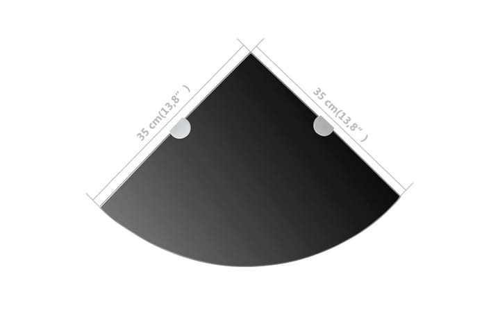 Kulmahylly kromisilla kiinnikkeillä Musta lasi 35x35 cm - Musta - Kulmahylly - Keittiöhylly - Hylly