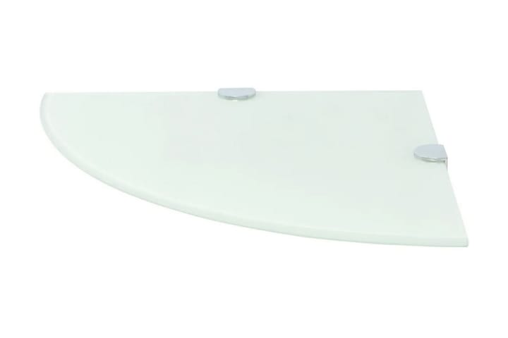 Kulmahylly kromisilla kiinnikkeillä Valkoinen lasi 35x35 cm - Valkoinen - Kulmahylly - Hylly - Keittiöhylly