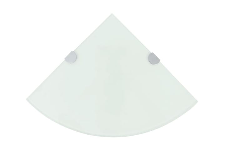 Kulmahylly kromisilla kiinnikkeillä Valkoinen lasi 35x35 cm - Valkoinen - Kulmahylly - Hylly - Keittiöhylly