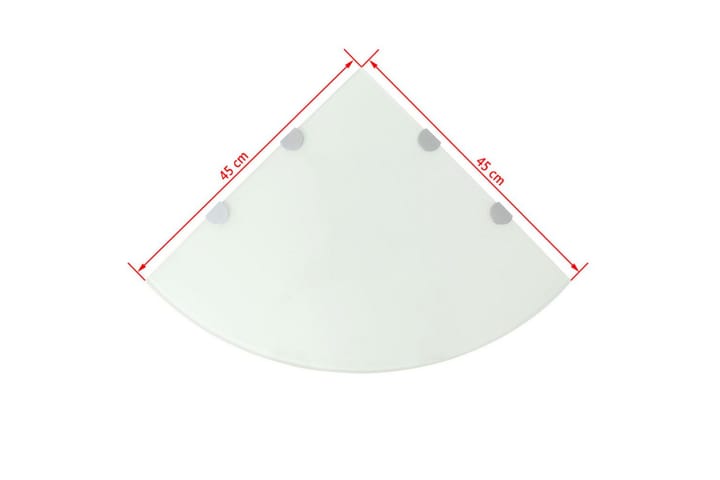 Kulmahylly kromisilla kiinnikkeillä Valkoinen lasi 45x45 cm - Valkoinen - Kulmahylly - Hylly - Keittiöhylly