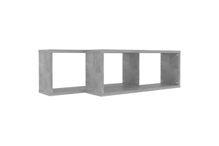 Kuutioseinähyllyt 2 kpl betoninharmaa 60x15x23 cm lastulevy - Harmaa - Seinähylly - Keittiöhylly - Hylly
