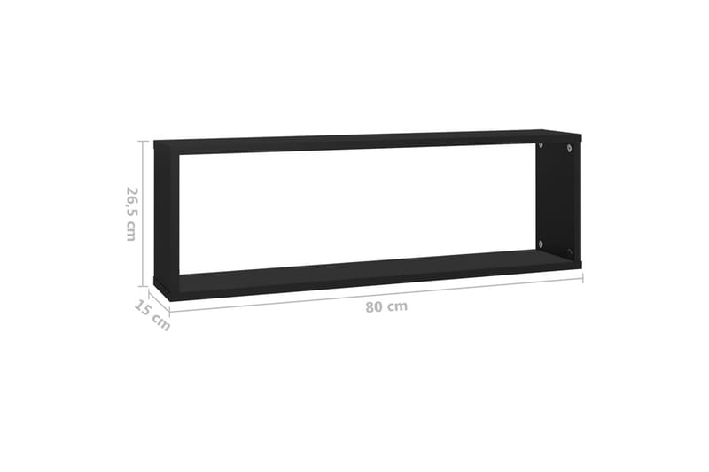 Kuutioseinähyllyt 2 kpl musta 80x15x26,5 cm lastulevy - Musta - Säilytys - Hylly - Seinähylly