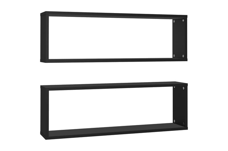 Kuutioseinähyllyt 2 kpl musta 80x15x26,5 cm lastulevy - Musta - Säilytys - Hylly - Seinähylly