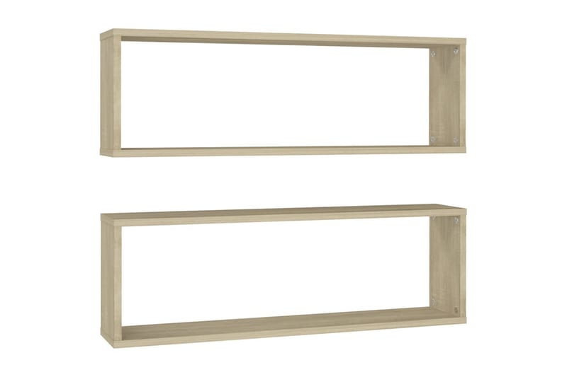 Kuutioseinähyllyt 2 kpl Sonoma-tammi 80x15x26,5 cm lastulevy - Ruskea - Säilytys - Hylly - Seinähylly