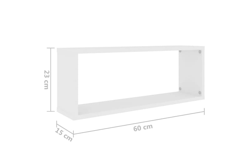 Kuutioseinähyllyt 2 kpl valkoinen 60x15x23 cm lastulevy - Valkoinen - Säilytys - Hylly - Seinähylly