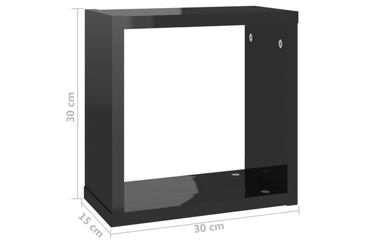 Kuutioseinähyllyt 4 kpl korkeakiilto musta 30x15x30 cm - Musta - Seinähylly - Keittiöhylly - Hylly
