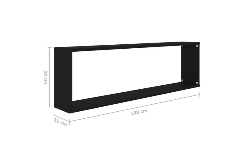 Kuutioseinähyllyt 4 kpl musta 100x15x30 cm lastulevy - Musta - Säilytys - Hylly - Seinähylly