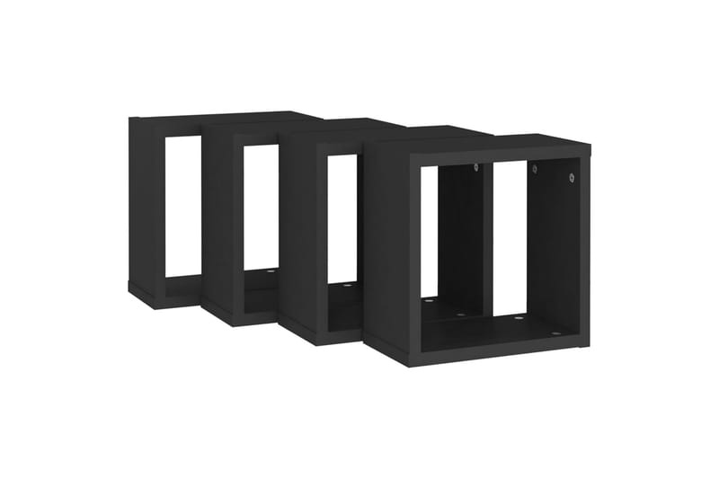 Kuutioseinähyllyt 4 kpl musta 30x15x30 cm - Musta - Säilytys - Hylly - Seinähylly
