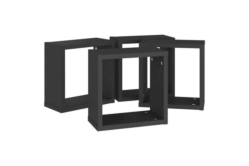 Kuutioseinähyllyt 4 kpl musta 30x15x30 cm - Musta - Säilytys - Hylly - Seinähylly