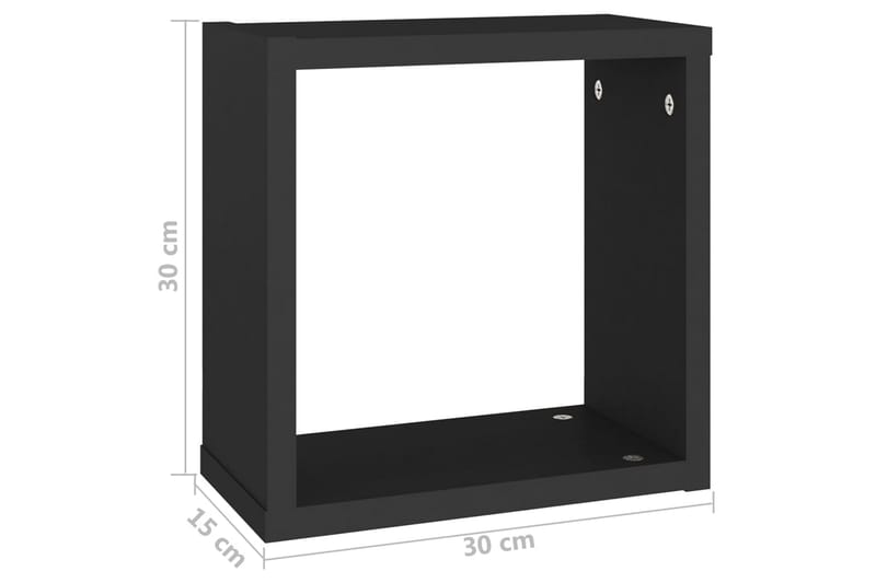 Kuutioseinähyllyt 6 kpl musta 30x15x30 cm - Musta - Seinähylly - Keittiöhylly - Hylly