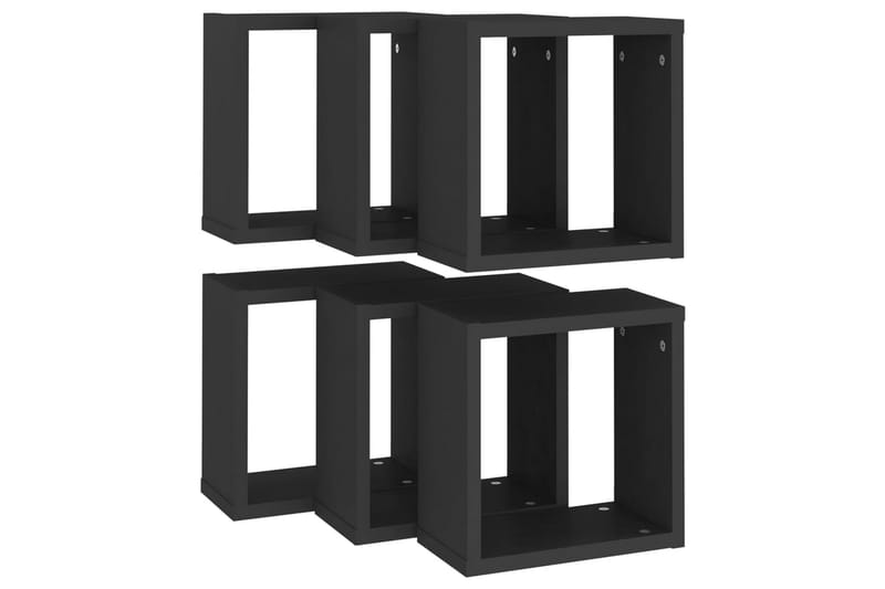 Kuutioseinähyllyt 6 kpl musta 30x15x30 cm - Musta - Säilytys - Hylly - Seinähylly