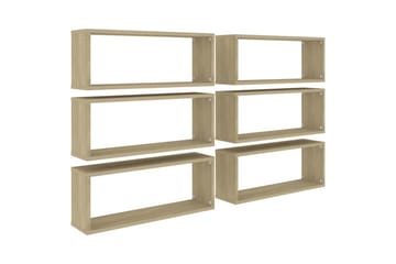 Kuutioseinähyllyt 6 kpl Sonoma-tammi 60x15x23 cm lastulevy - Ruskea - Säilytys - Hylly - Seinähylly