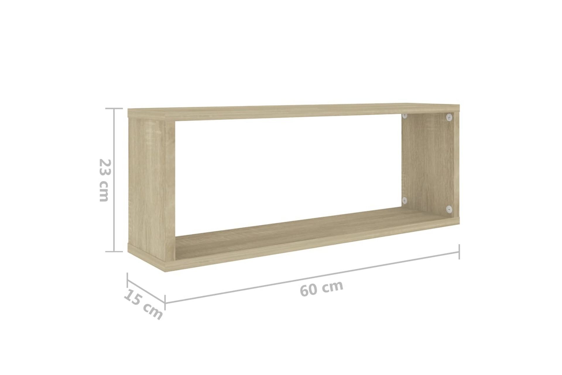 Kuutioseinähyllyt 6 kpl Sonoma-tammi 60x15x23 cm lastulevy - Ruskea - Säilytys - Hylly - Seinähylly