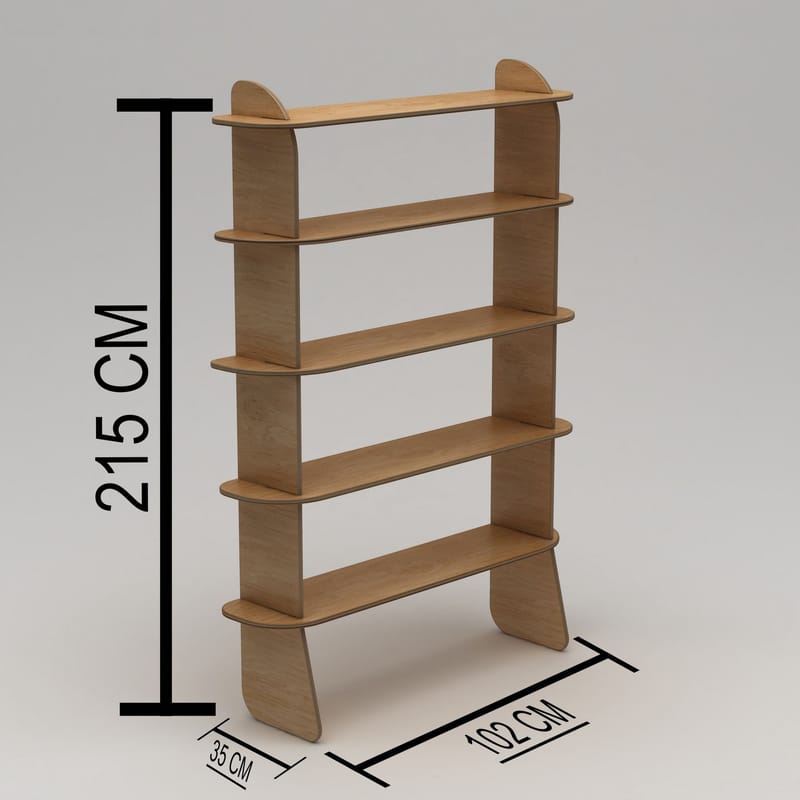 Ledina Kirjahylly 150x160 cm - Luonnonpuu - Säilytys - Hylly - Kirjahylly