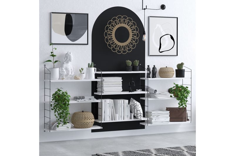 Lungo kirjahylly 85x20 cm valkoinen/musta - Hanah Home - Säilytys - Hylly - Kirjahylly