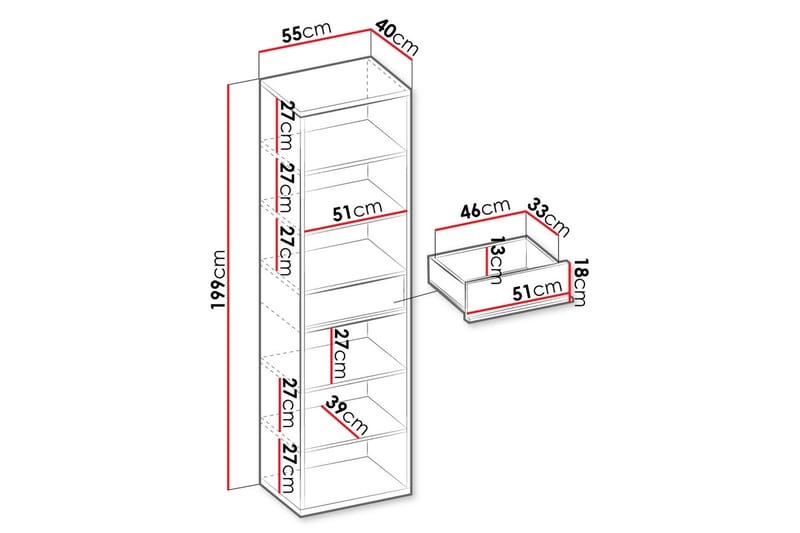 Metropolitan Kirjahylly 55x40 cm - Ruskea/Valkoinen/Vaaleanharmaa/Musta - Säilytys - Hylly - Kirjahylly