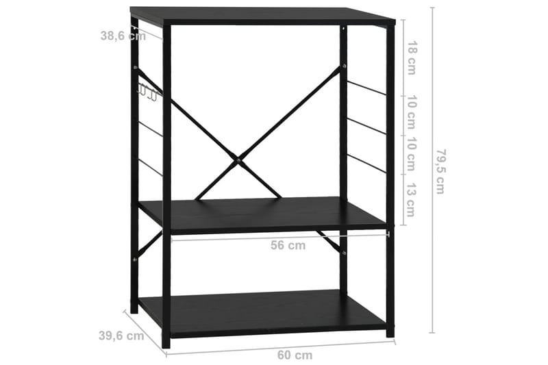 Mikroaaltouunikaappi musta 60x39,6x79,5 cm lastulevy - Musta - Säilytys - Hylly - Kirjahylly