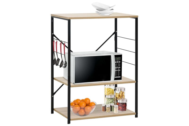 Mikroaaltouunikaappi musta ja tammi 60x39,6x79,5cm lastulevy - Musta - Säilytys - Hylly - Kirjahylly