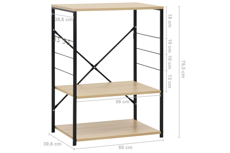 Mikroaaltouunikaappi musta ja tammi 60x39,6x79,5cm lastulevy - Musta - Säilytys - Hylly - Kirjahylly