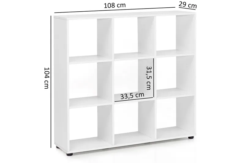 Milahn kirjahylly 108 cm maalattu puu - Valkoinen - Säilytys - Hylly - Kirjahylly