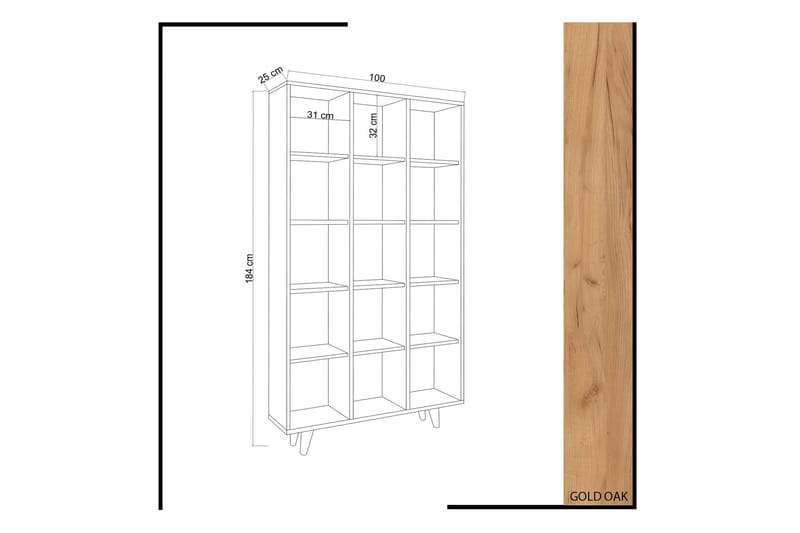 Mod kirjahylly 100 cm tammea - Ruskea - Säilytys - Hylly - Kirjahylly