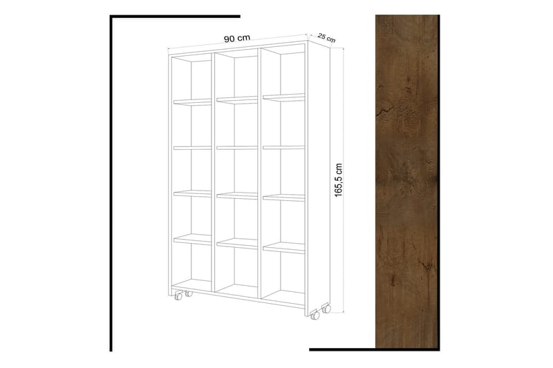 Mod kirjahylly pyörillä 90 cm tammea - Valkoinen - Säilytys - Hylly - Kirjahylly