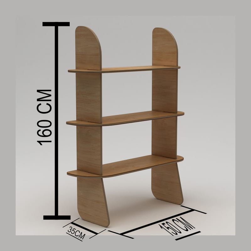 Molira Kirjahylly 102x215 cm - Luonnonpuu - Säilytys - Hylly - Kirjahylly