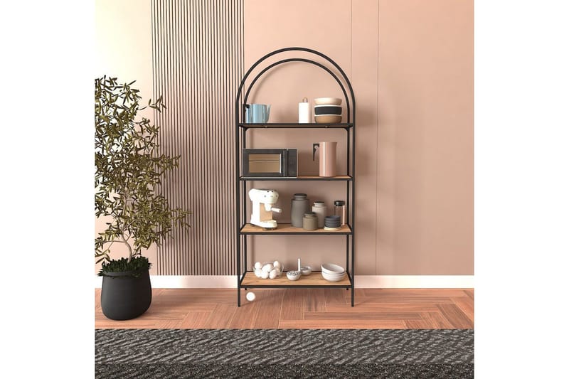 Monaia Kirjahylly 80 cm - Musta/Luonnollinen - Säilytys - Hylly - Kirjahylly