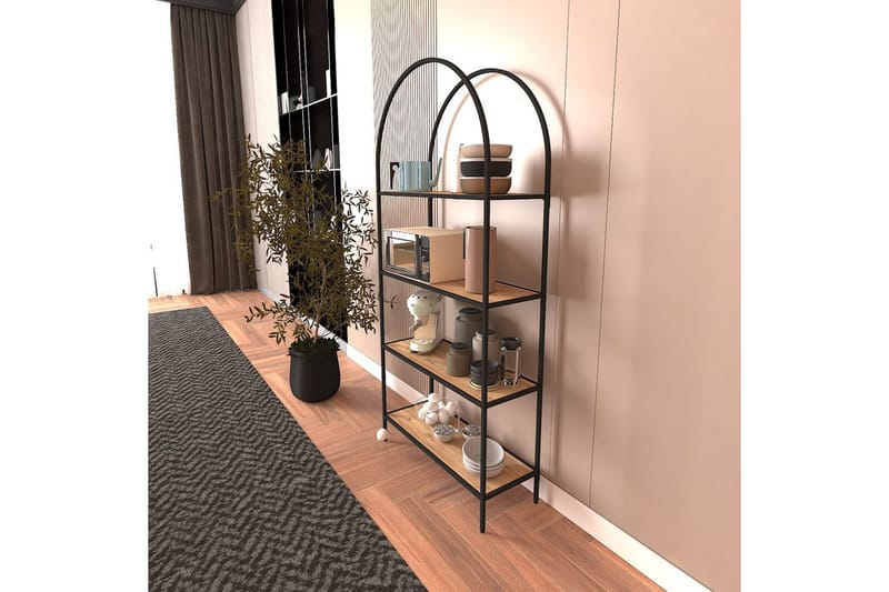 Monaia Kirjahylly 80 cm - Musta/Luonnollinen - Säilytys - Hylly - Kirjahylly