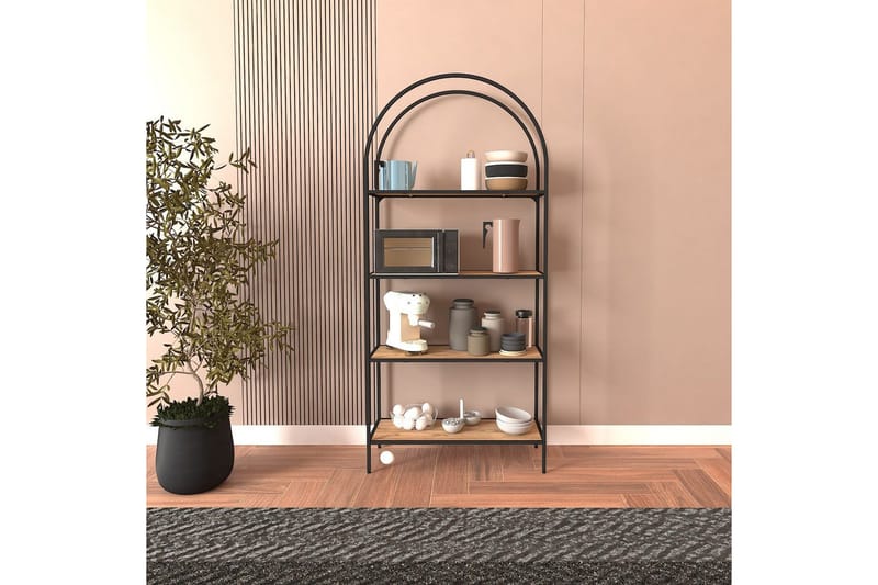 Monaia Kirjahylly 80 cm - Musta/Luonnollinen - Säilytys - Hylly - Kirjahylly